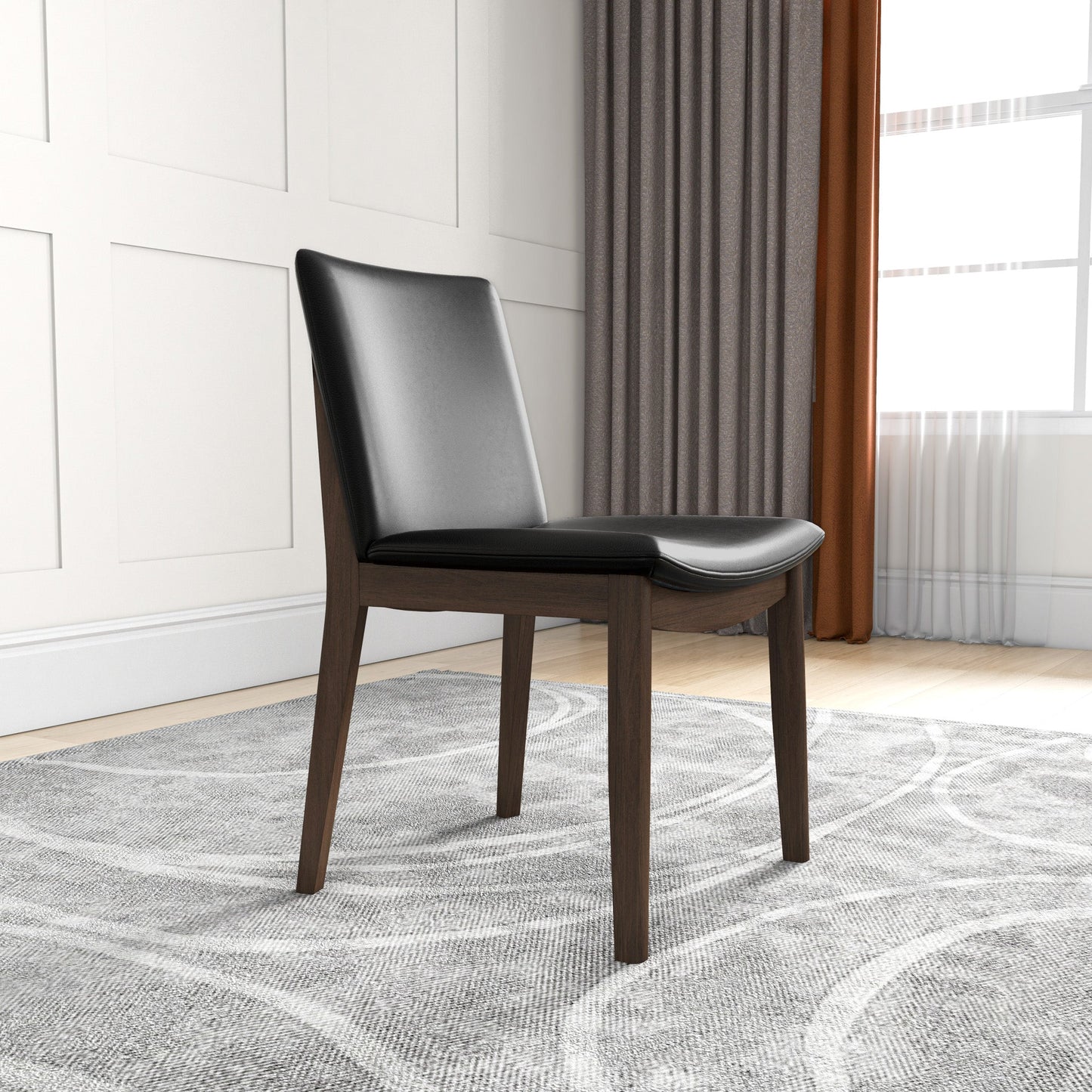 Solid Wood Frame Laura Mid-Century Modern Dining Chair Set Of 2 In