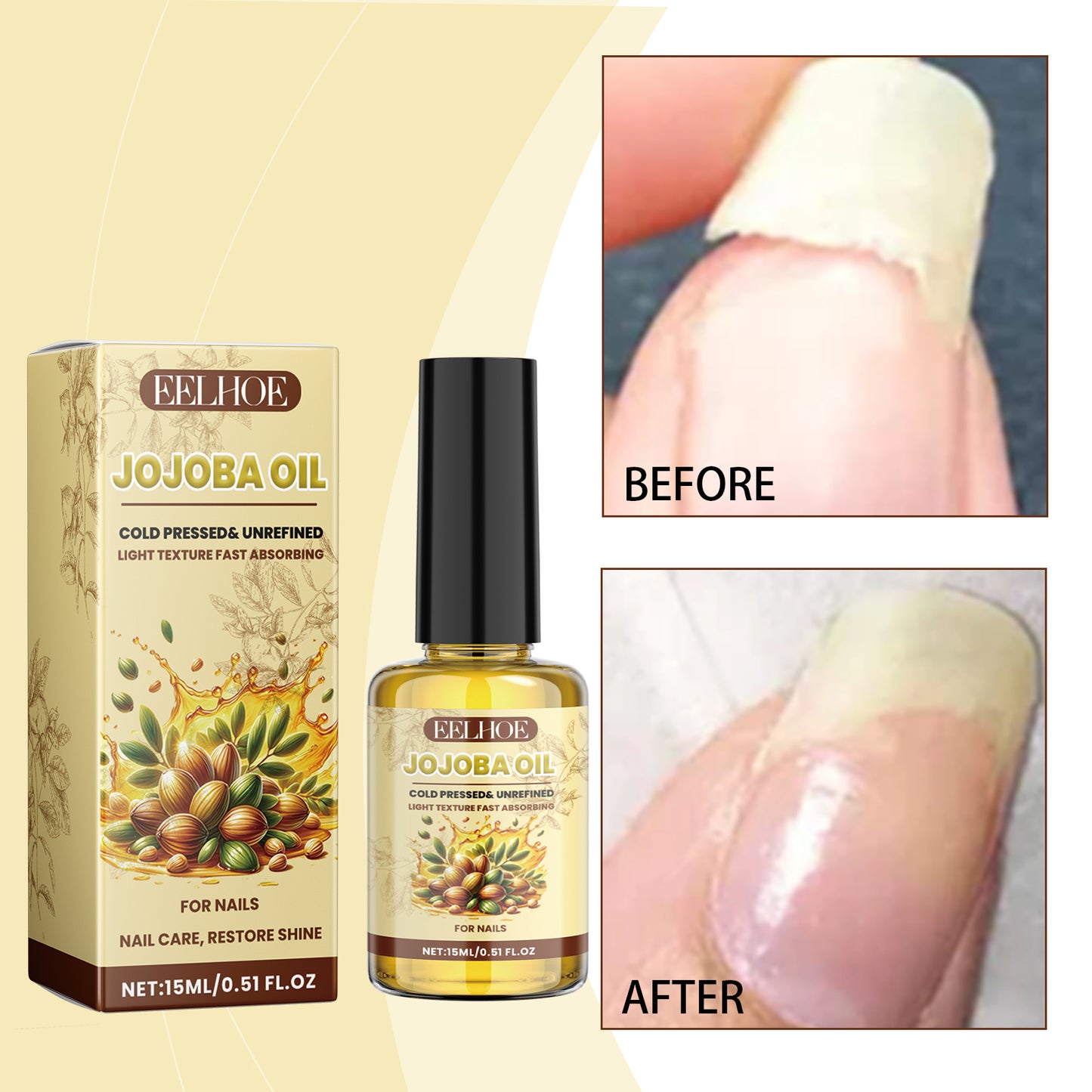 Jojoba Nail Care Oil - Nourishing & Strengthening Cuticle Treatment - 15ml