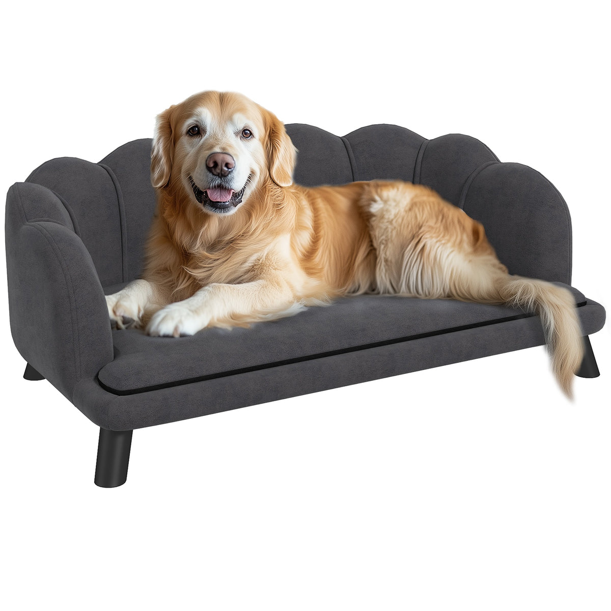 Pet Sofa Bed with Cushion & Wooden Legs - Medium & Large Dogs Charcoal Gray