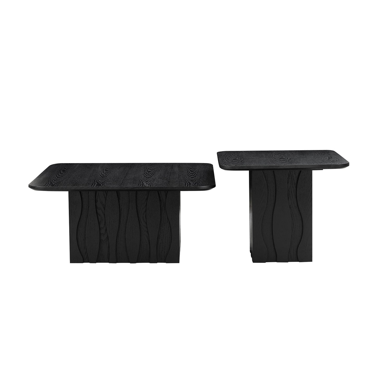 Nesting Square Coffee Table Set - Black, Mid-Century Design