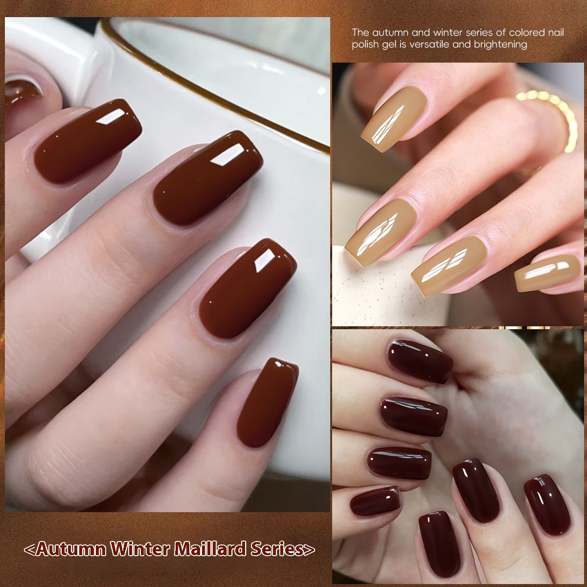 UV Nail Polish Set Khaki Deerskin Brown 8 Shades - Long-lasting Gel Color