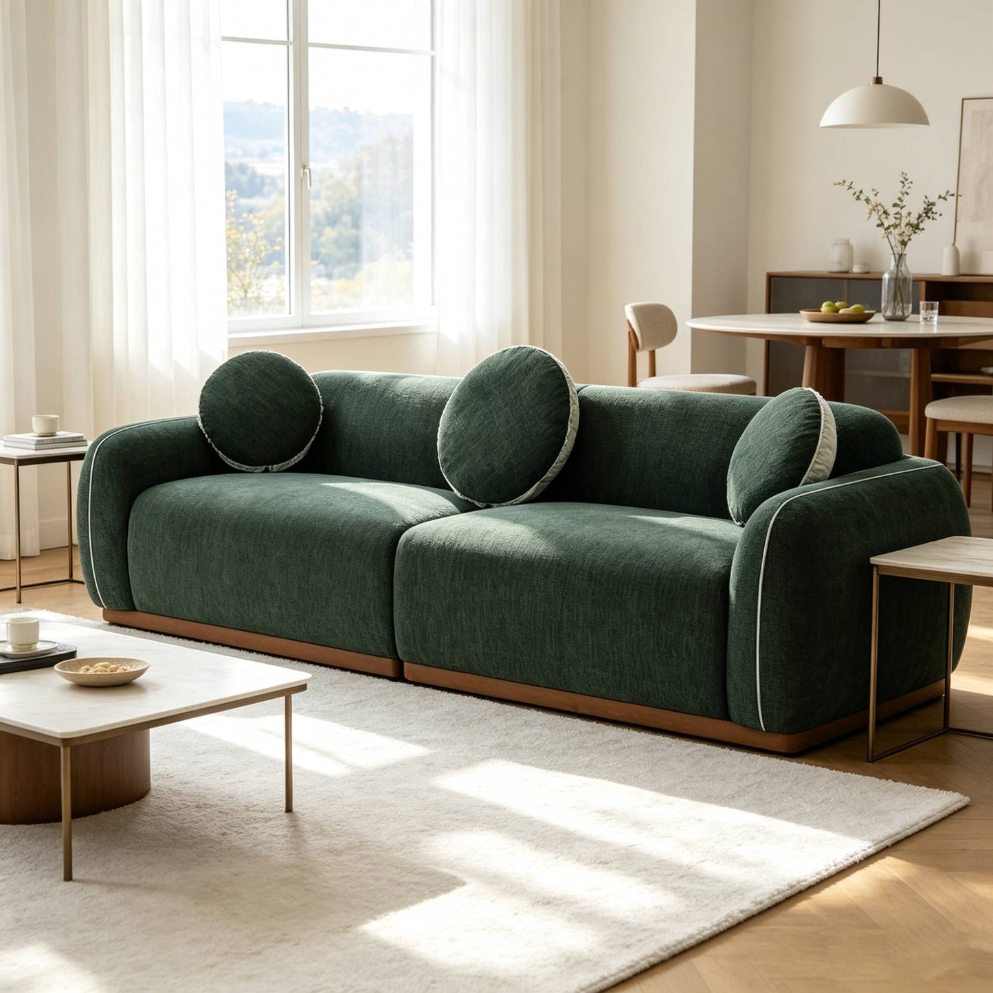 Modern Green Seater Sofa for Apartment Lounging & Gatherings