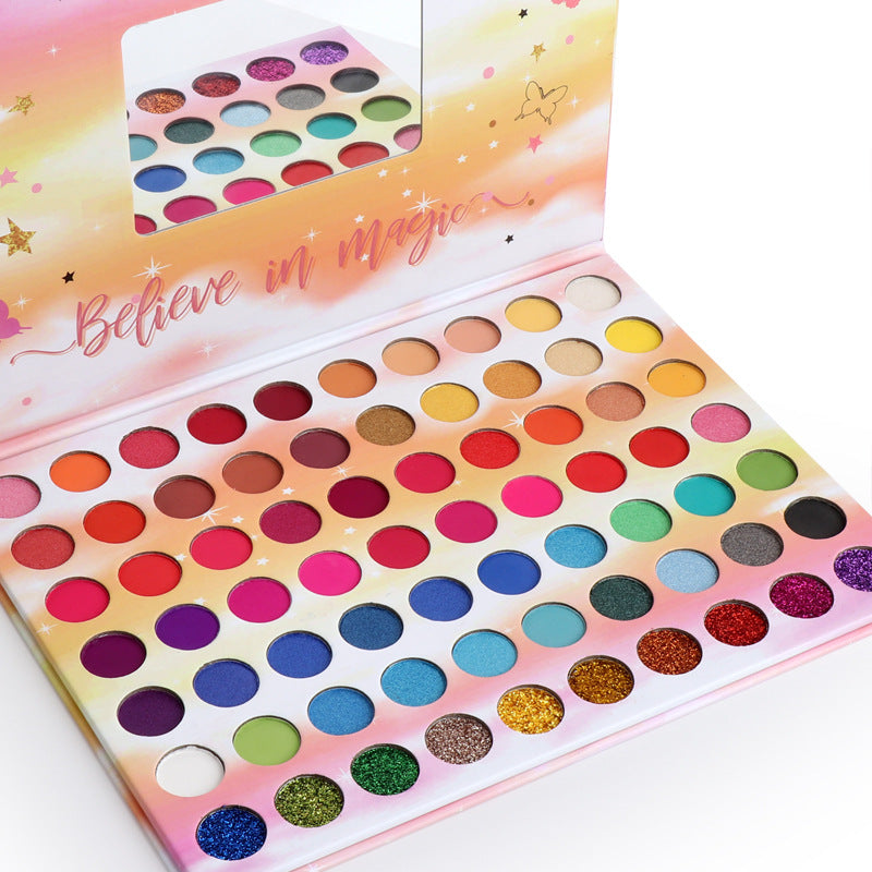 Colorful Waterproof Eyeshadow Palette with Glitter & Matte Finishes - 70 Shades