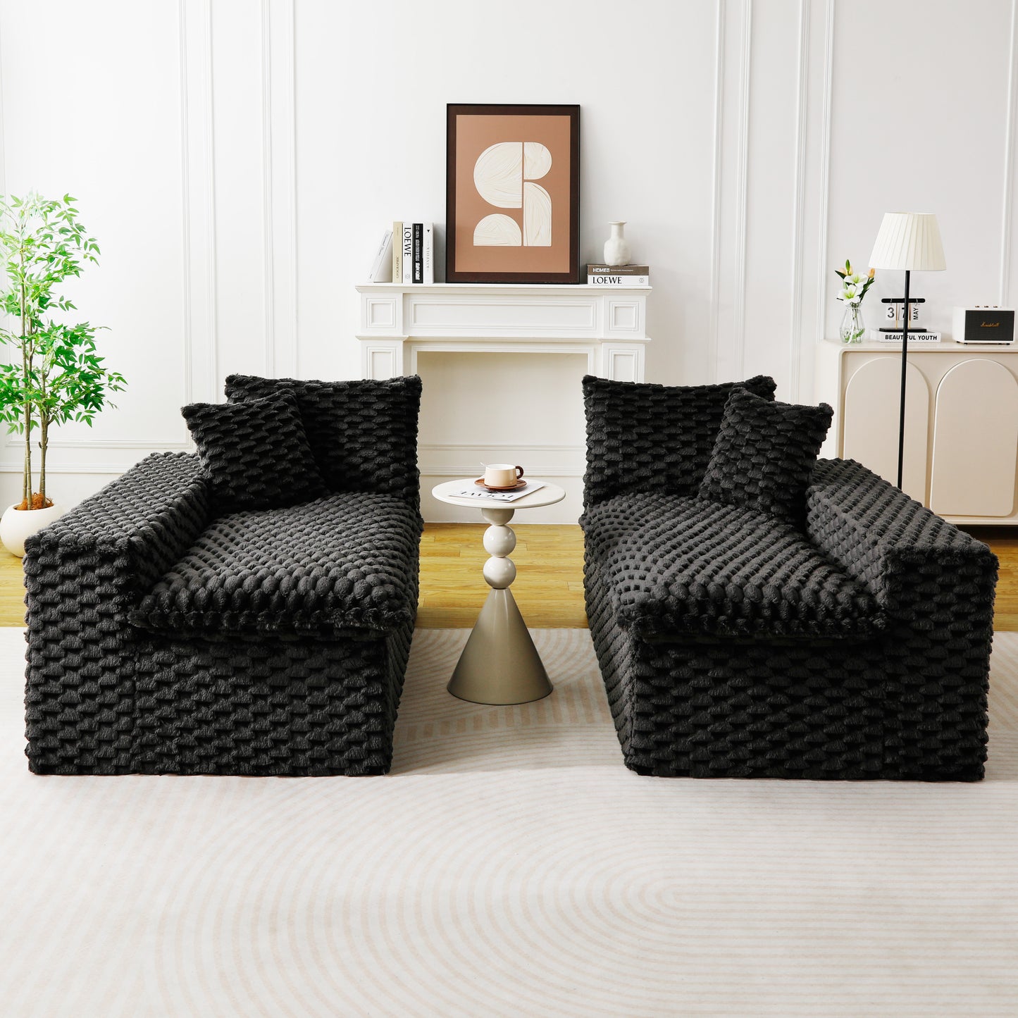 Luxury Black Velvet Multifunctional Sofa - 4 Seats, Arrangeable