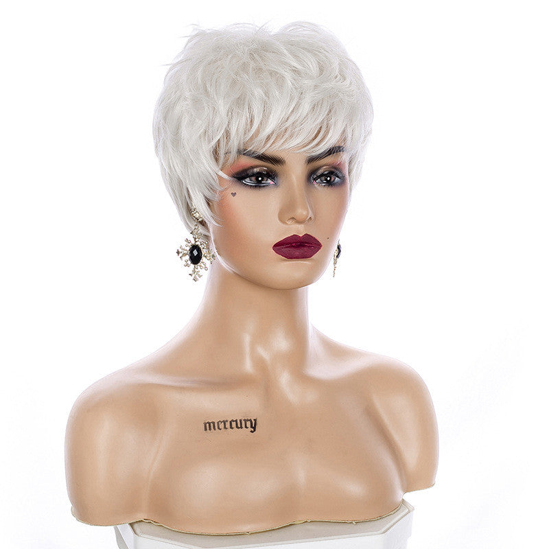 White Synthetic Cosplay Wig - Short 6" High Temperature Fiber