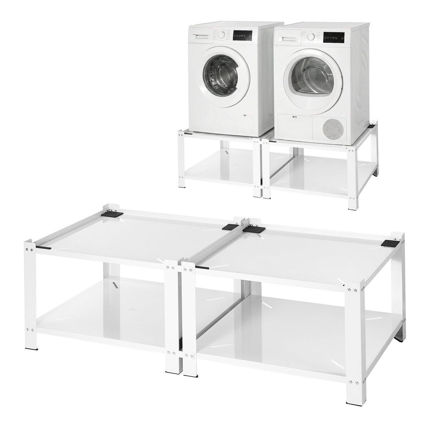 Laundry Pedestal with Storage Shelf - 16.1 Inch Height, 27.5x27.5 Inch, 700 Lb Capacity, White, 2 Pack