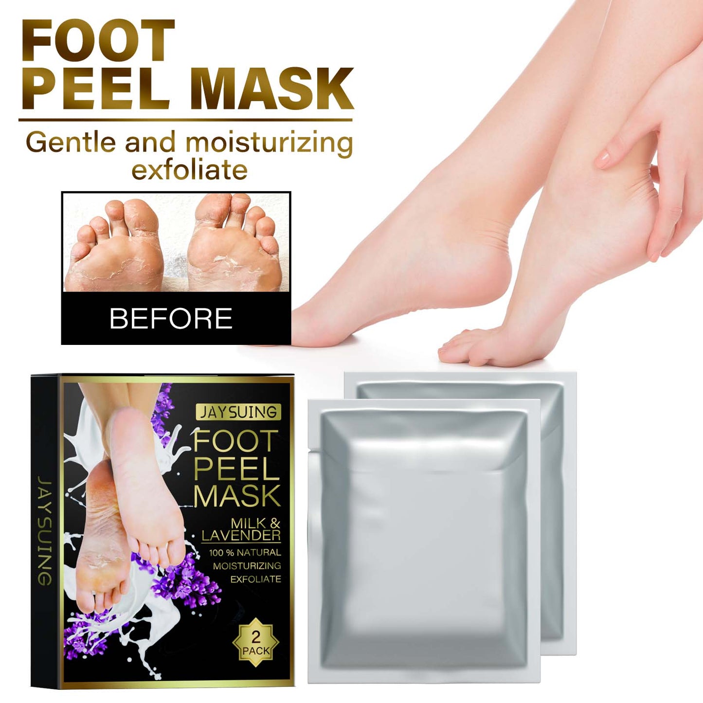 Lavender Exfoliating Foot Mask - 2 Pack Dead Skin & Callus Remover