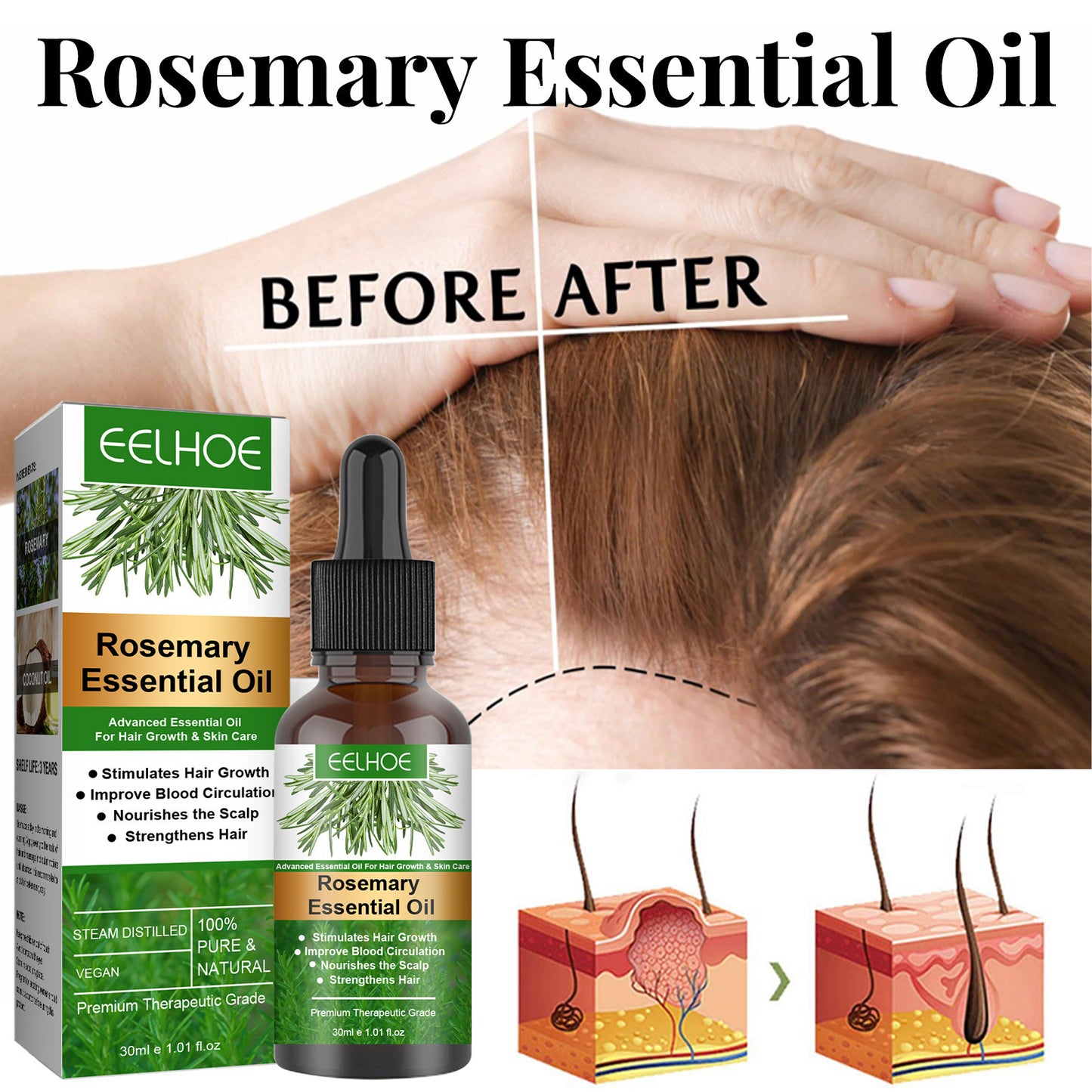 Rosemary Nourishing Hair Oil for Anti-Breakage & Strength