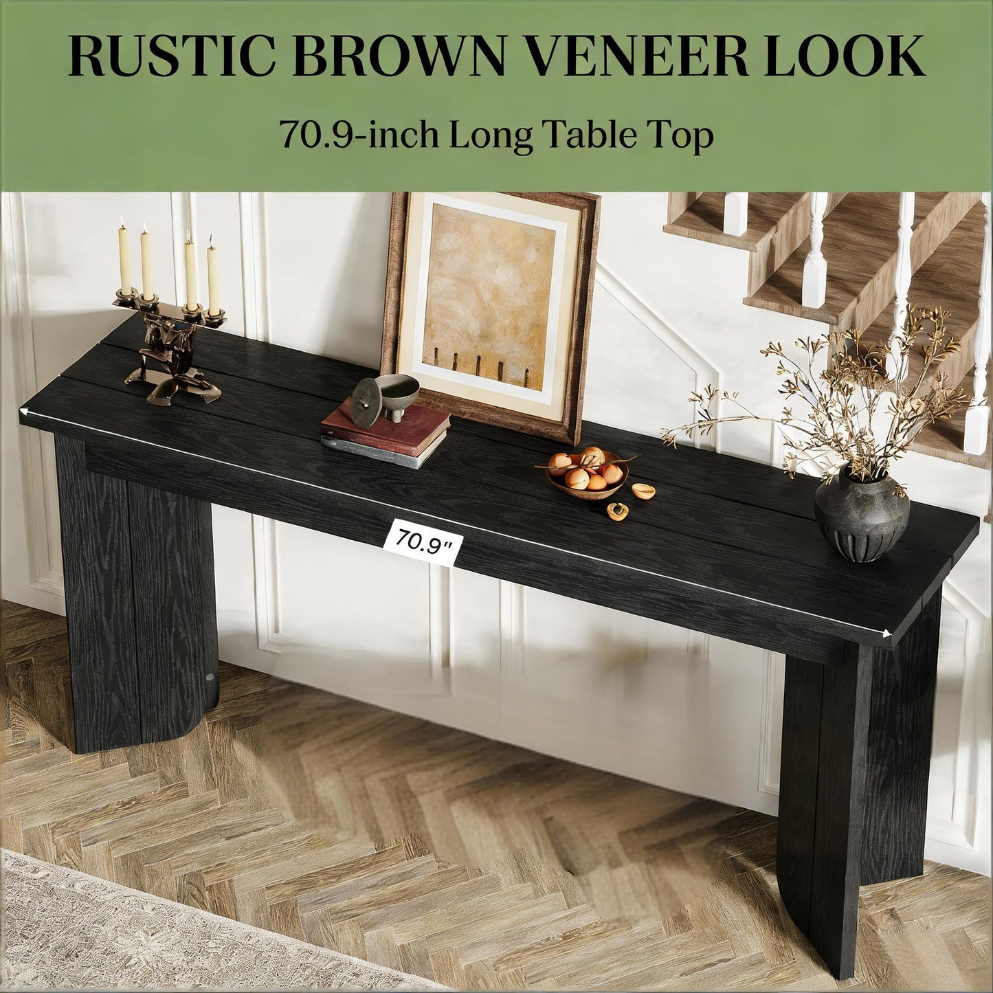 Rustic Console Table - Farmhouse Entryway Sofa Table - Black