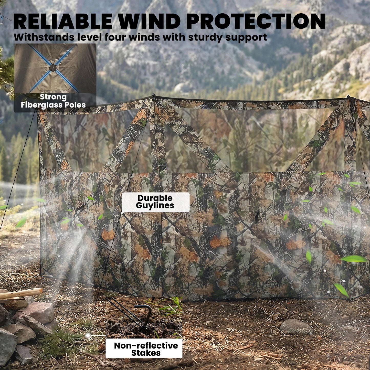 3-Panel Camouflage Hunting Blind - 176" x 58.3" Instant Setup