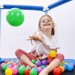 55" Toddler Trampoline with Safety Net and Ocean Balls - Blue