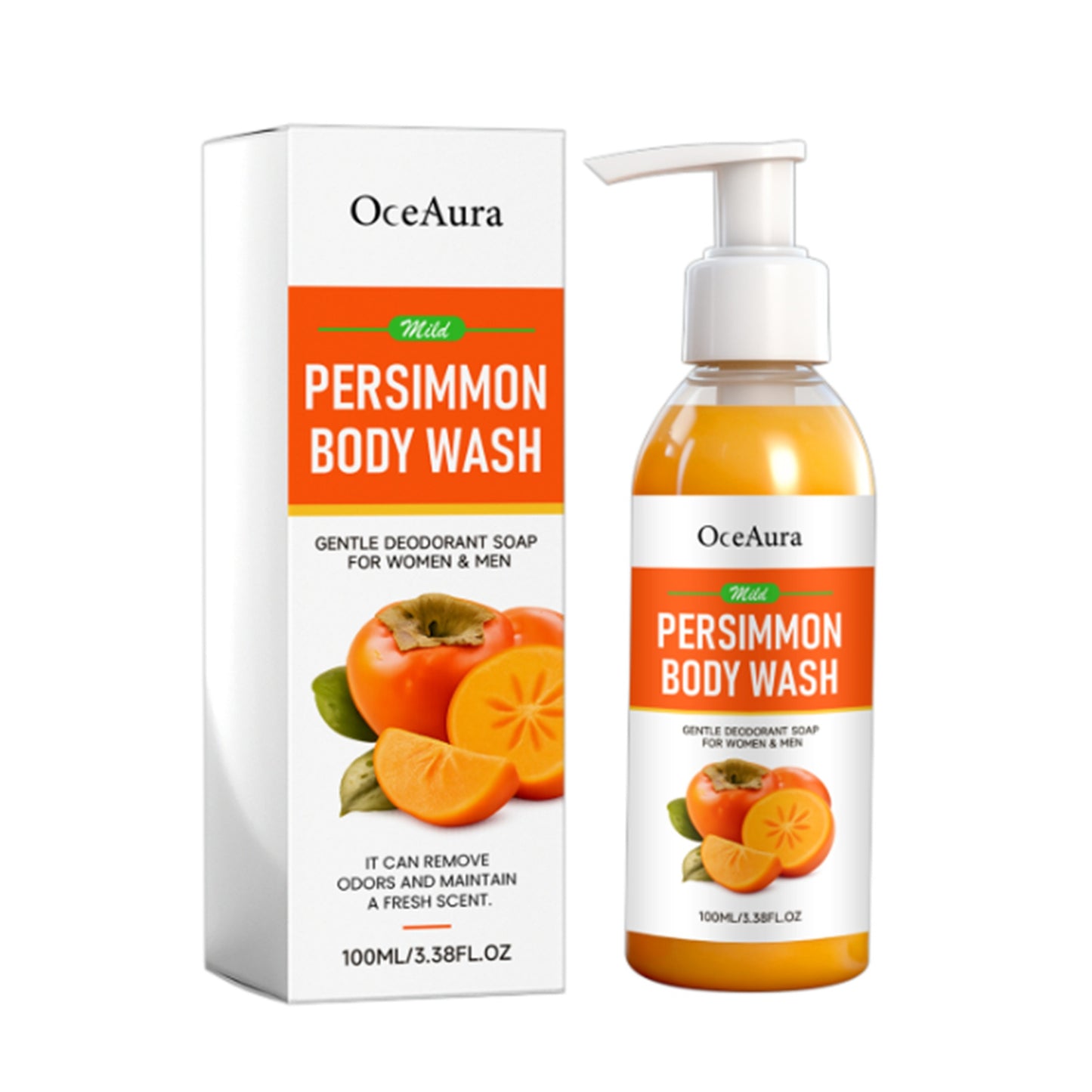 Persimmon Extract Oil Control Shower Gel 100ml - Hydrating Body Wash