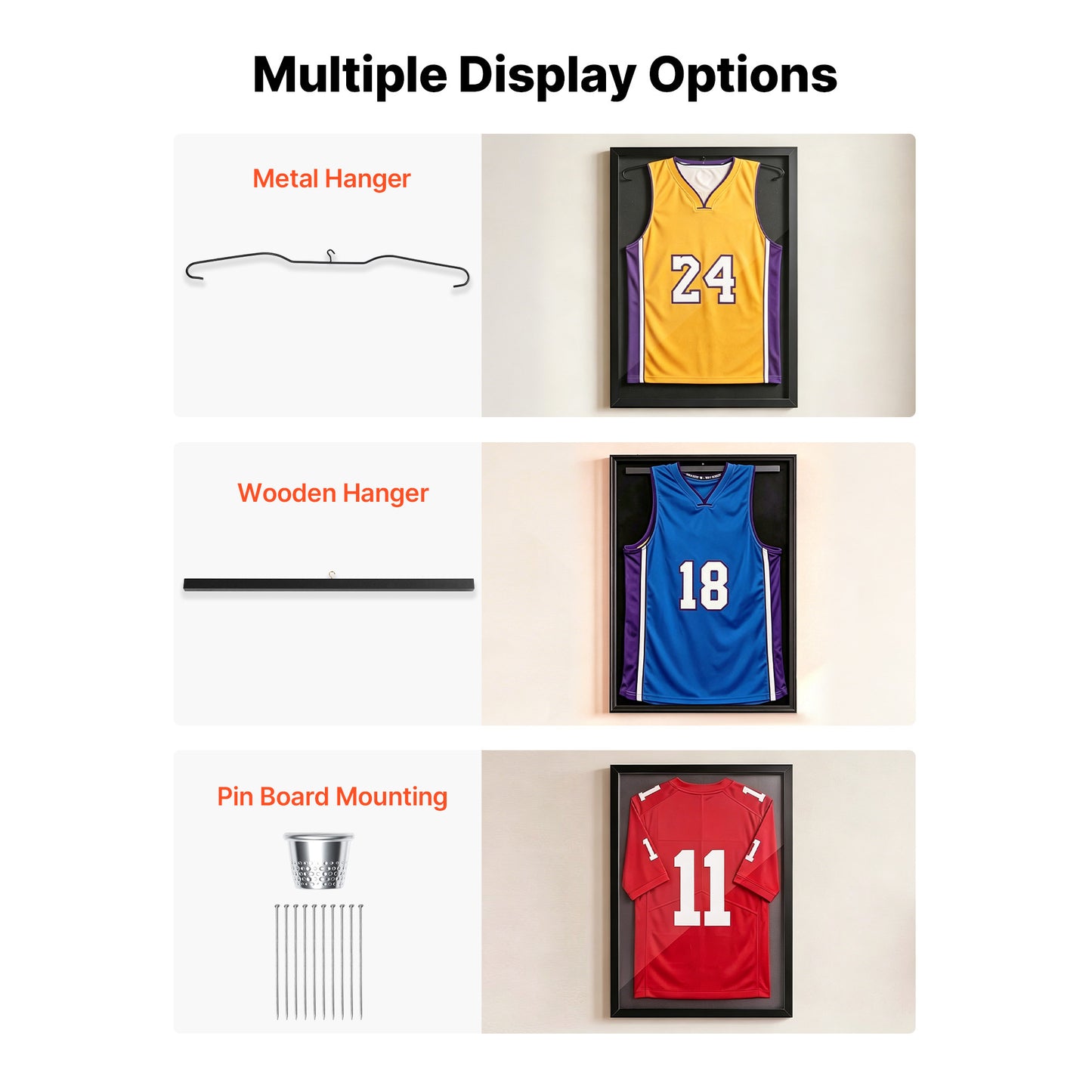 Lockable Wooden Sports Jersey Shadow Box Display Case - UV Protection, 35.4 x 27.6 Inches