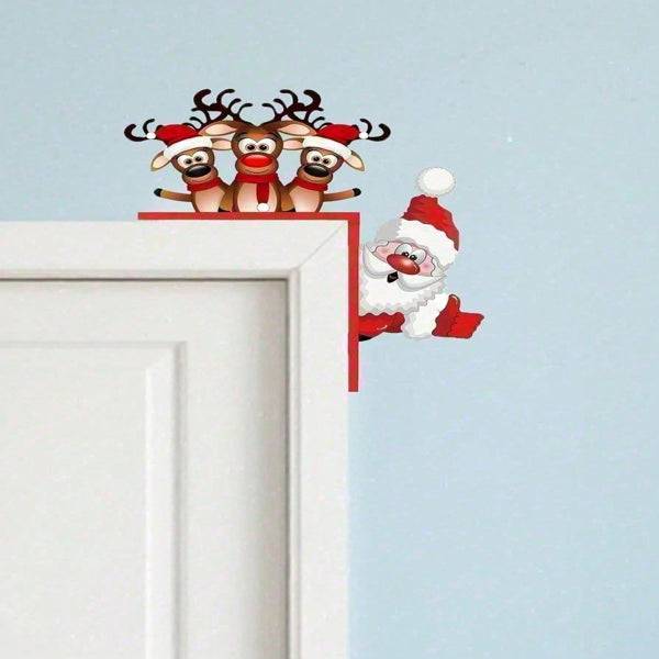 Waterproof Reindeer Christmas Door Hanger - Indoor/Outdoor Decor
