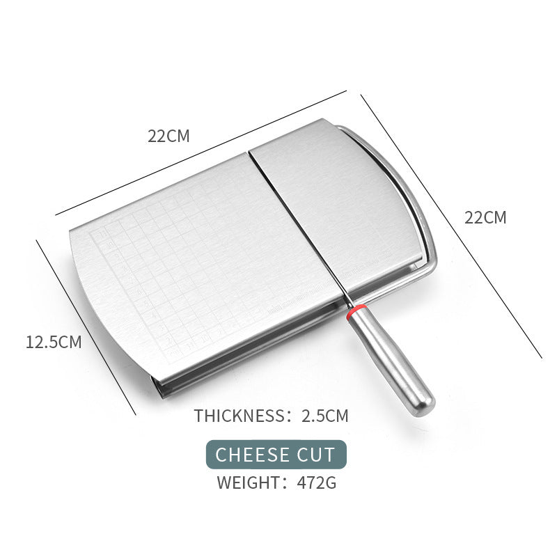 Stainless Steel Cheese Cutter with Scale - Modern Kitchen Slicer, Silver