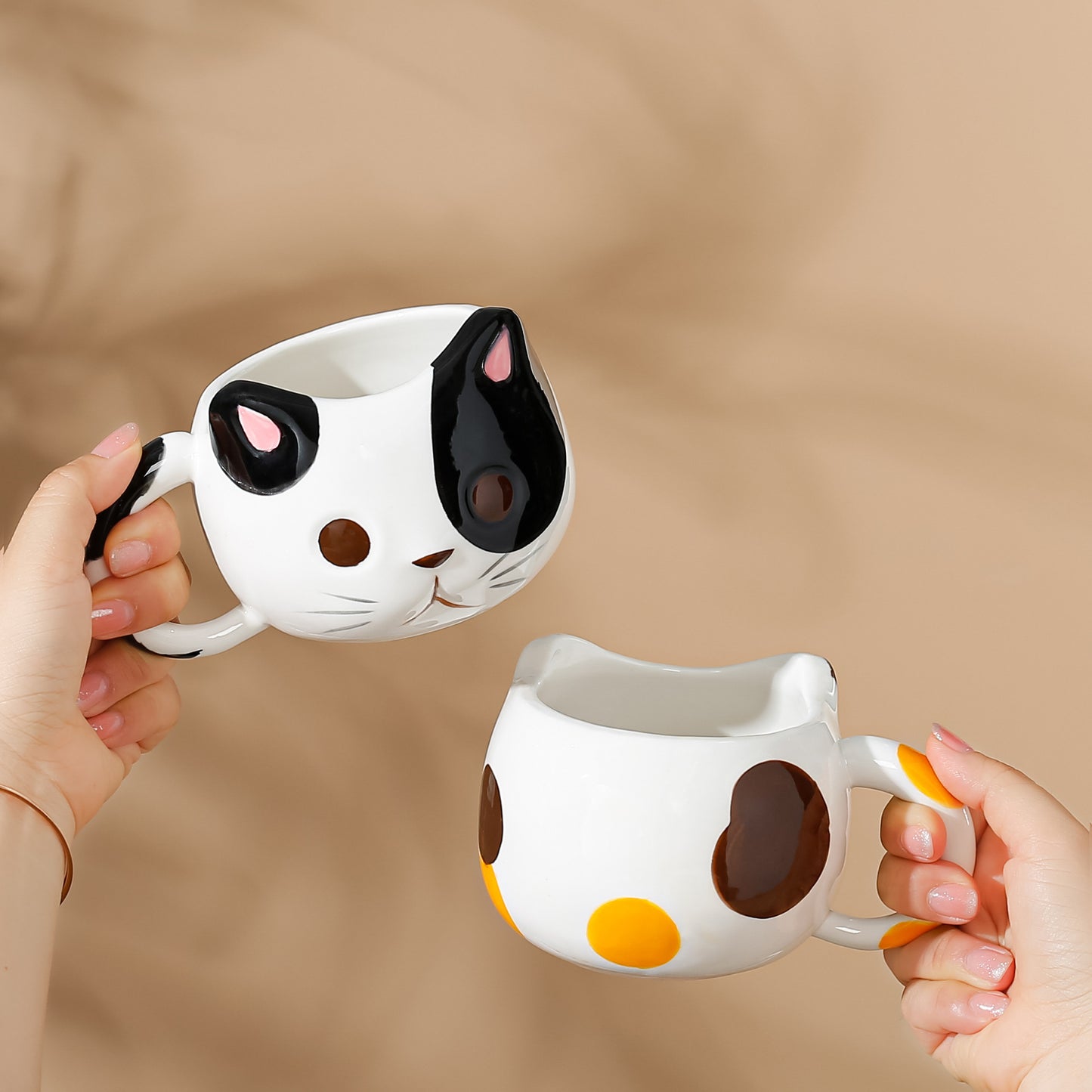 Cute Hand-Painted Ceramic Cat Mug - 430ml Creative Kitchen Drinkware