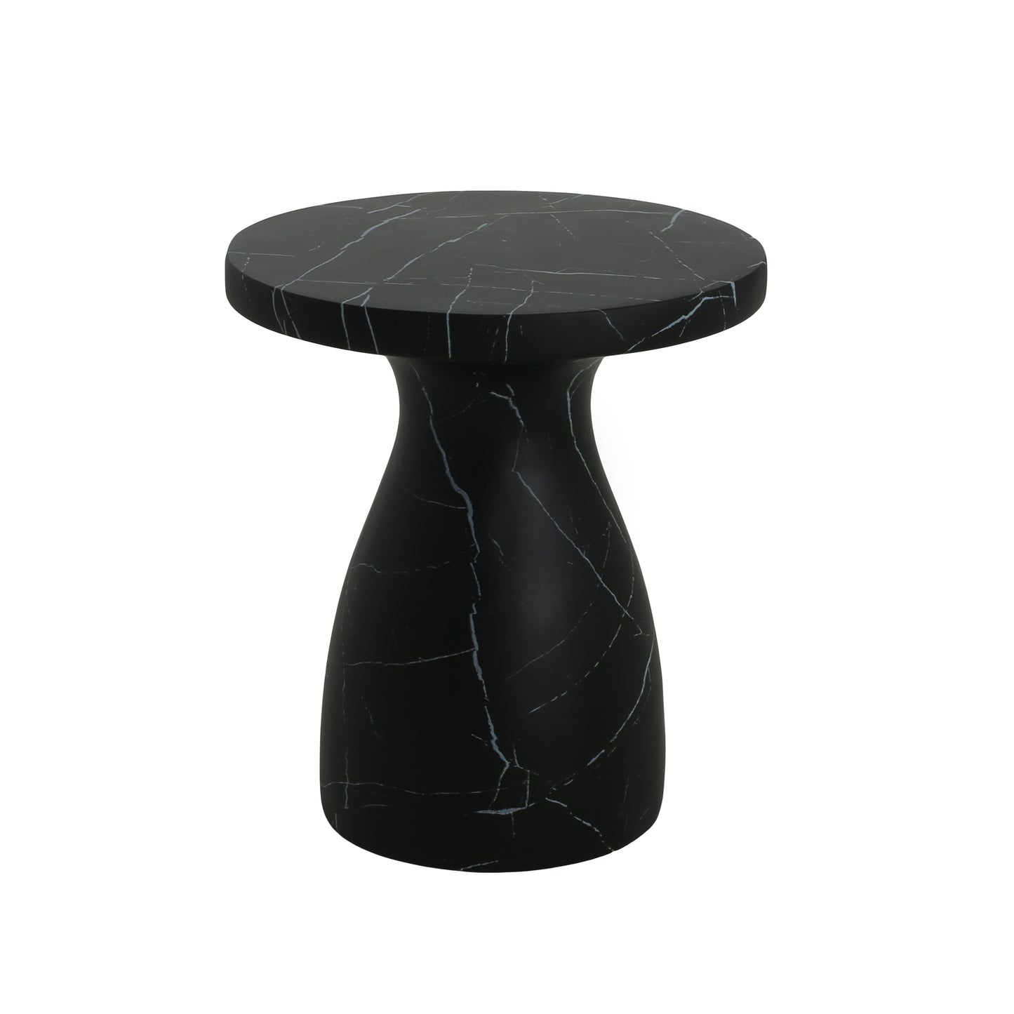 Outdoor Concrete Side Table - Black Marble Effect, 20x20x23