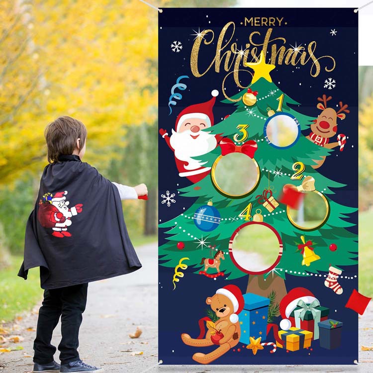 Holiday Throwing Game Flag Set for Party & Festival Decorations - Includes Santa, Christmas Tree & Snowman Styles