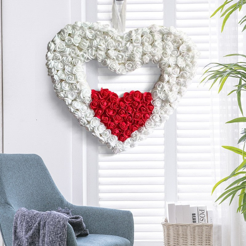 Valentine's Day Double Love Garland Holiday Decorations - 45x45cm Plastic Ornament