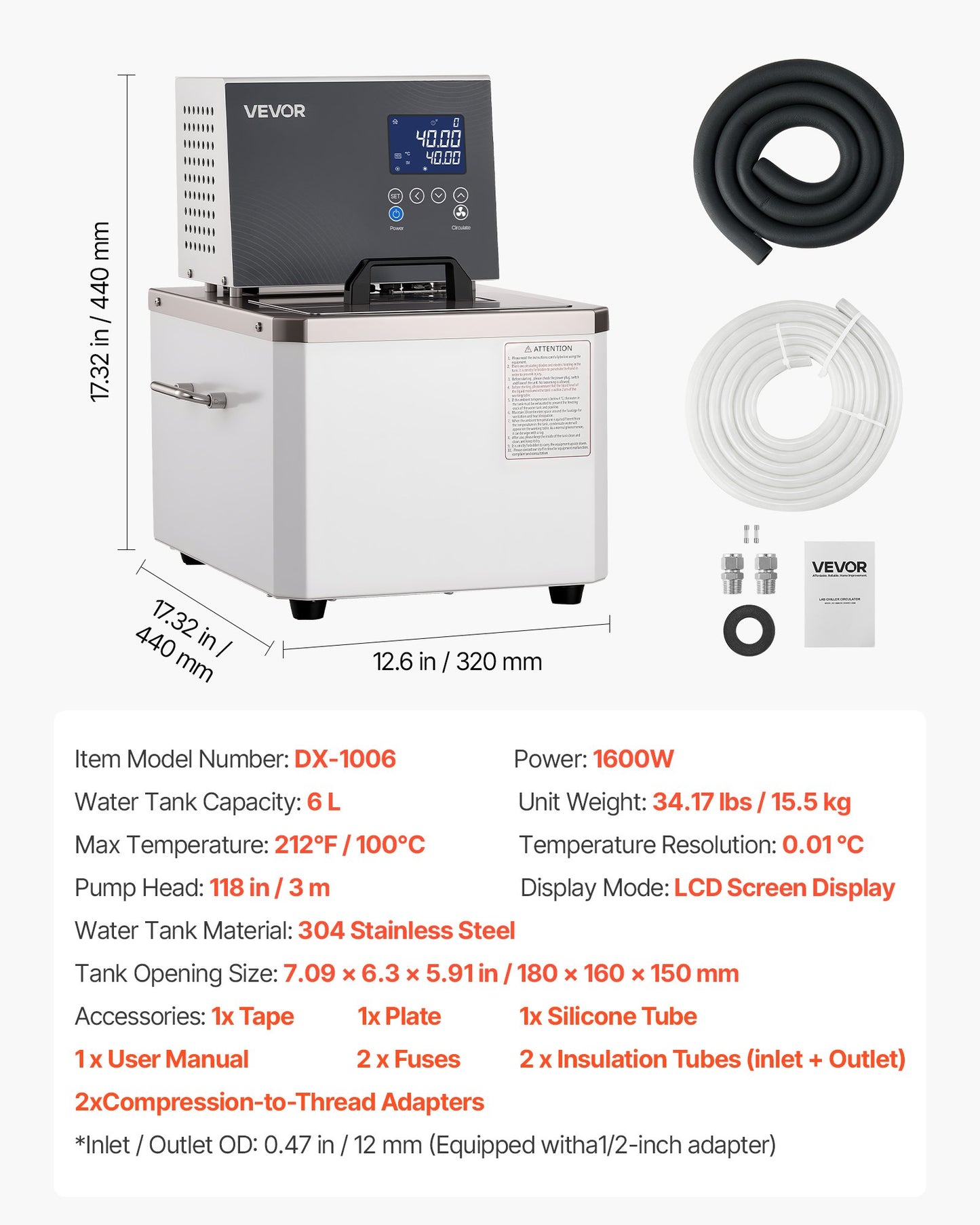 High-Temperature Circulating Oil Bath 6L for Laboratory & Industrial Use - Black