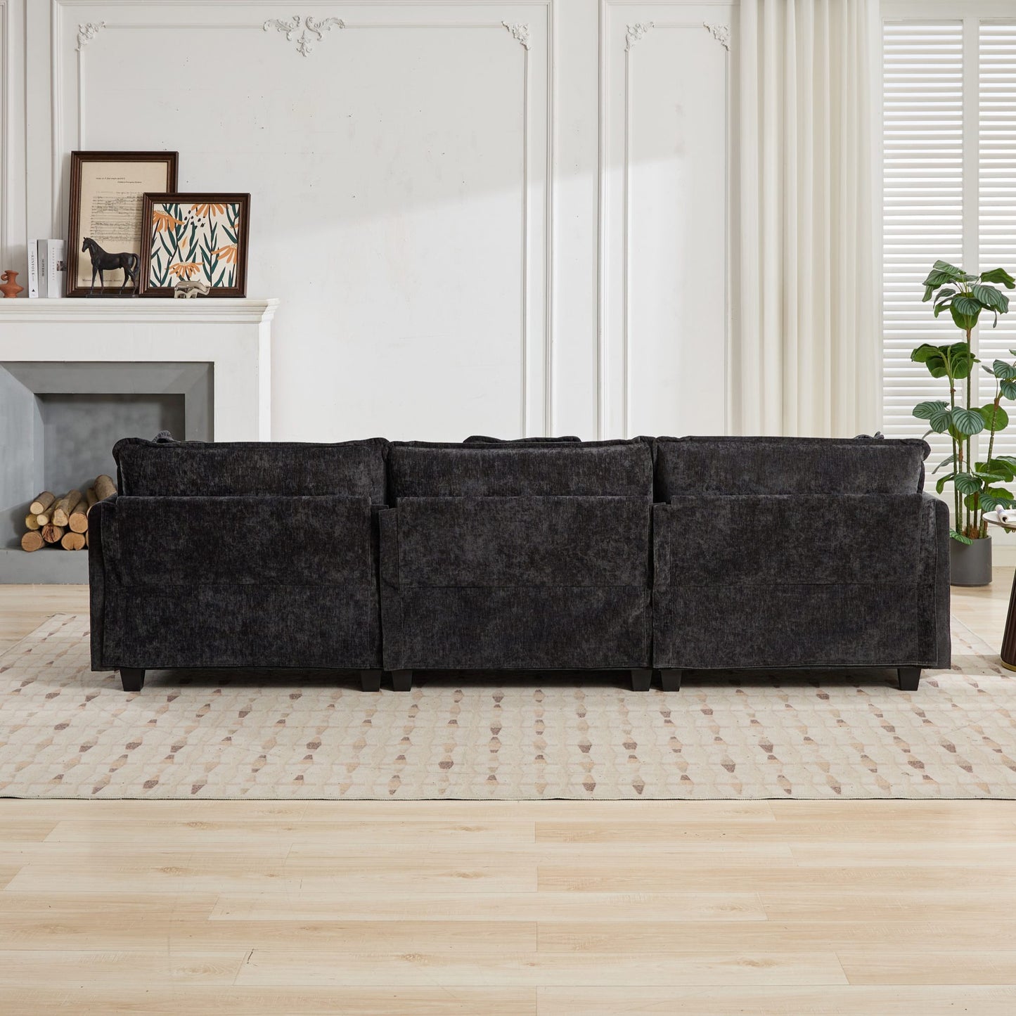 Cloud Sofa Armrests - Modern Chenille Couch Armrests in Black