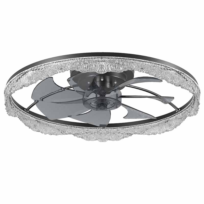Modern LED Ceiling Fan Light with Remote Control - Black