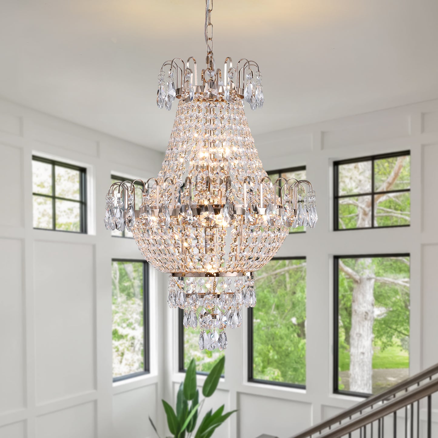 Large Gold Crystal Chandelier - Luxury Ceiling Light Fixture