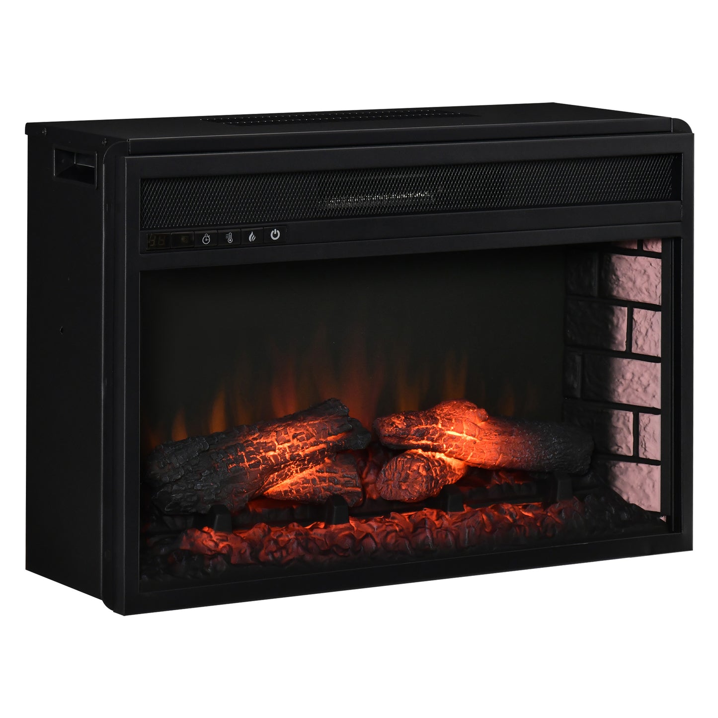 27-Inch Electric Fireplace Insert with Realistic Log Flame, Remote, 1400W Black