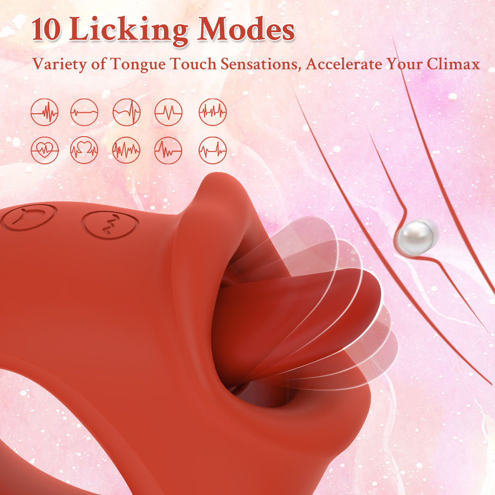 Vibrating Masturbation Device with Red & Pink Silicone - Adult Wellness
