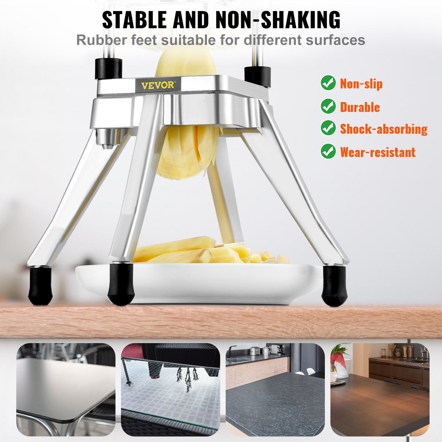 Heavy Duty Commercial Vegetable & Fruit Chopper with 1/4" Blade - Stainless Steel Food Dicer for Kitchen