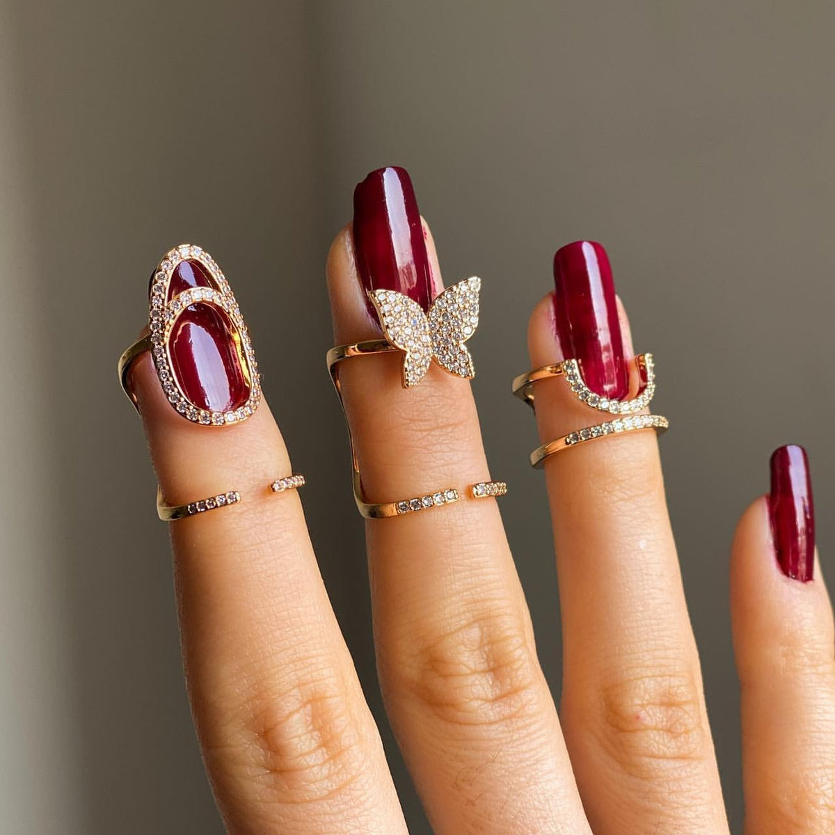 Removable Fake Nail Ring - Cross-border Zircon Inlaid Jewelry for Nail Art Women