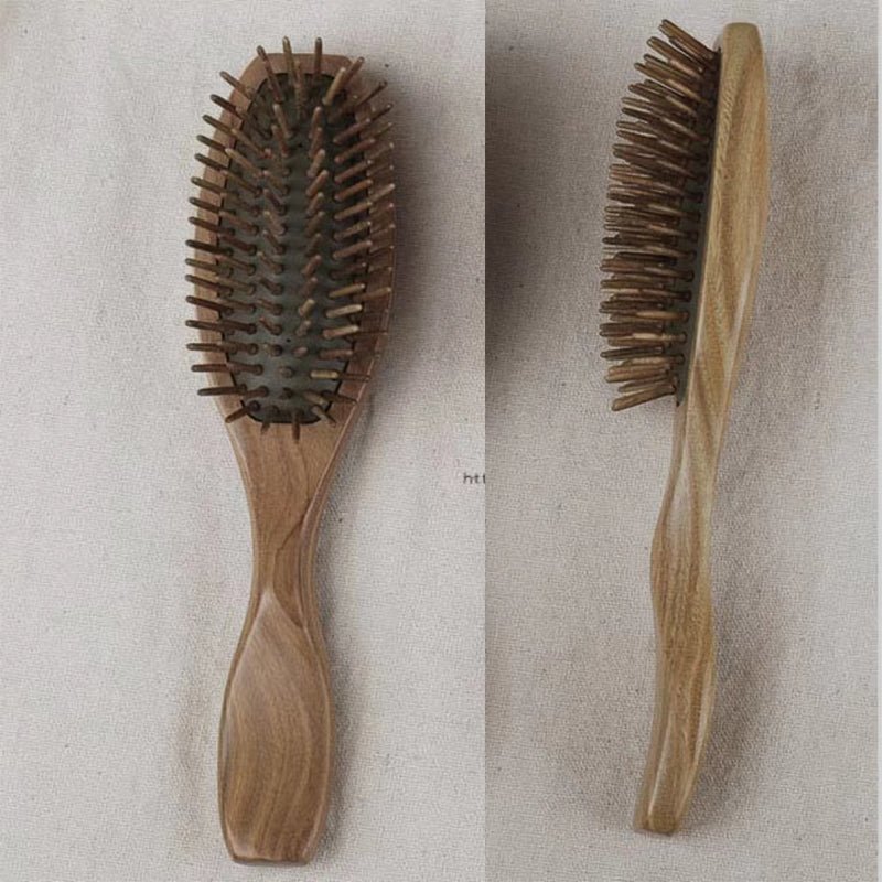 Natural Green Sandalwood Massage Comb - Scalp Massager & Wooden Hair Comb