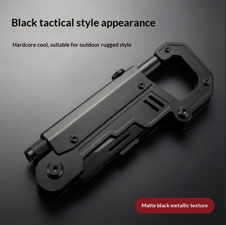 Multi-Functional Carabiner Knife with LED Light for Outdoor Survival - Black
