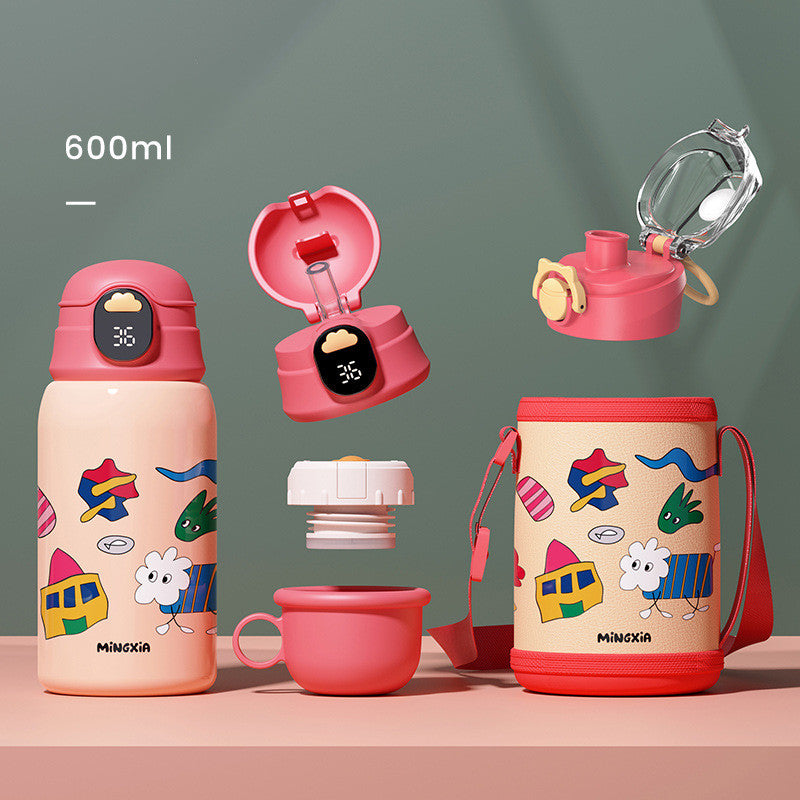 Children's Insulated Stainless Steel Water Cup with Bouncing Lid - 500-600ML