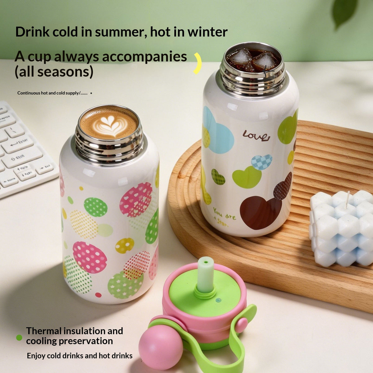 Portable Dual-Use Sports Water Bottle with Stainless Steel Insulation