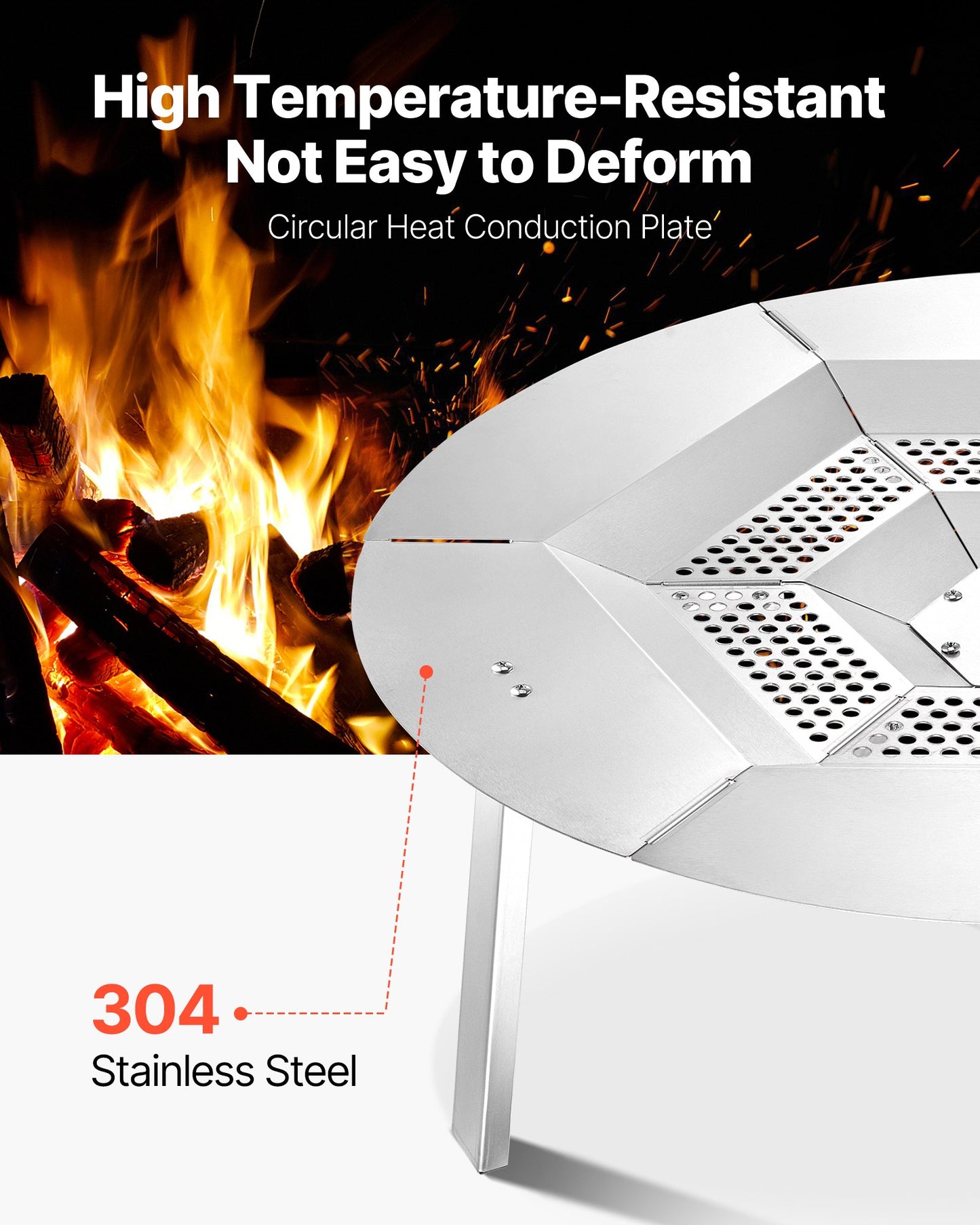 Stainless Steel Fire Pit Heat Deflector for Yukon & Bonfire 27 Inch - Energy Saving