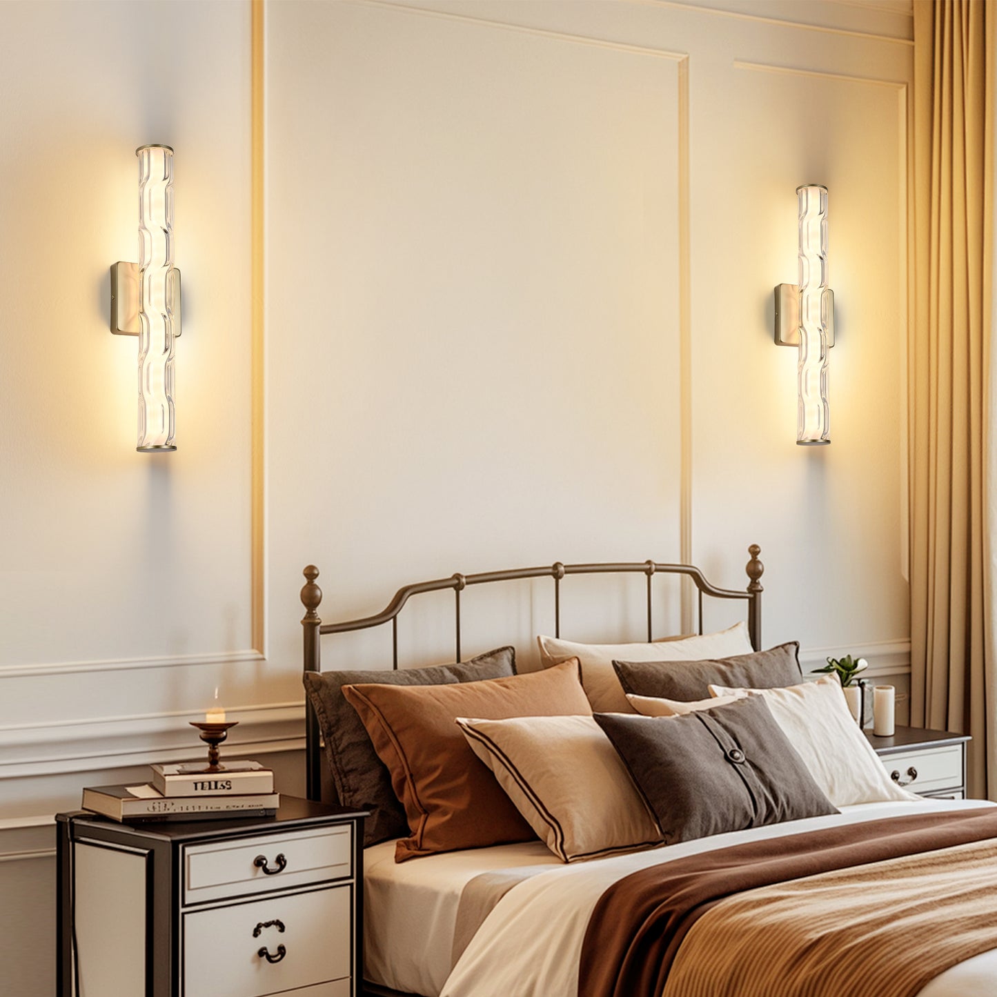 Modern K9 Crystal Wall Sconce - 19.7in Gold Set of 2