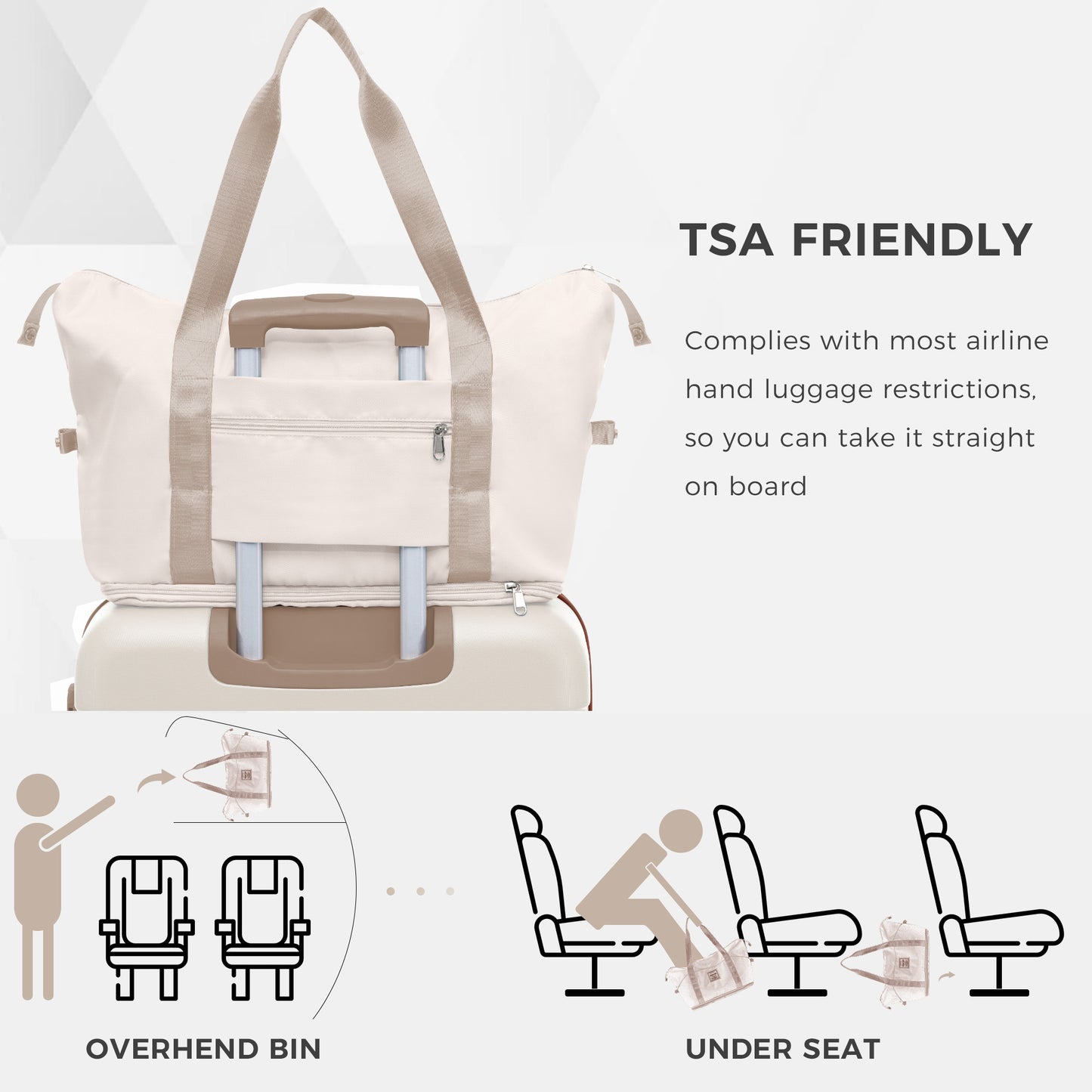 3-Piece Hard Case Luggage Set - 24in Suitcase, Travel Duffel & Toiletry Bag - Ivory & Gold