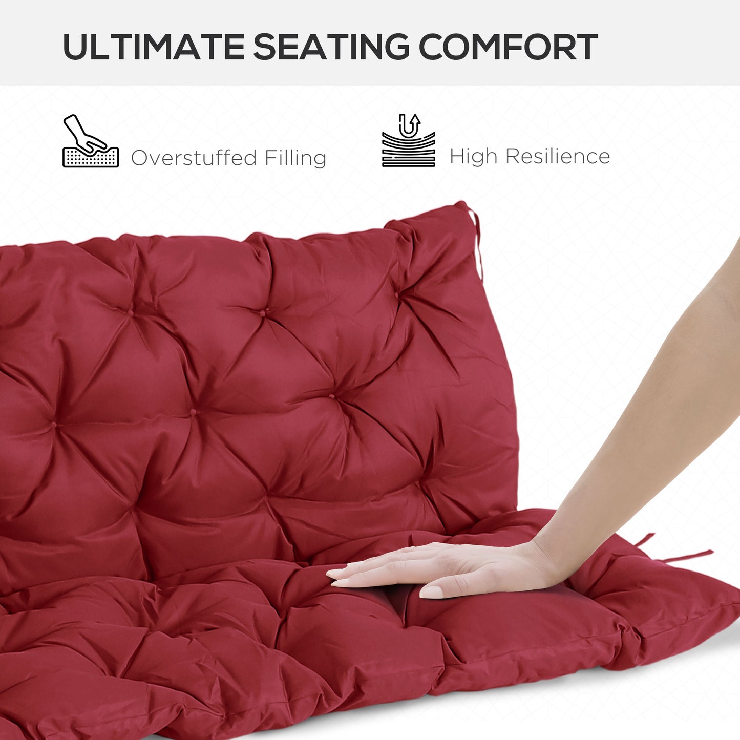 59" x 38" Tufted Outdoor Bench Cushion - Wine Red