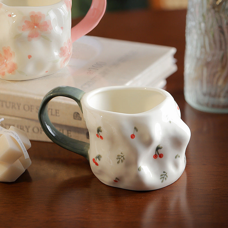 Large Capacity Hand-Painted Ceramic Mug - Heat-Resistant Drinkware