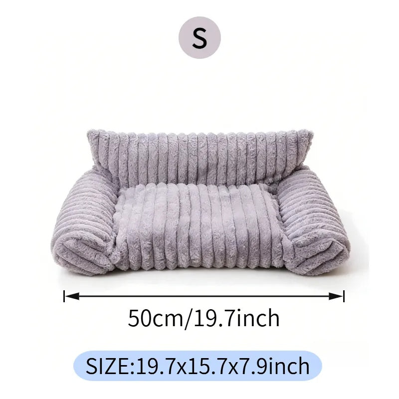 Pet Sofa Bed with Removable Washable Cover for Small Cats & Dogs - Fluffy, Supportive Couch
