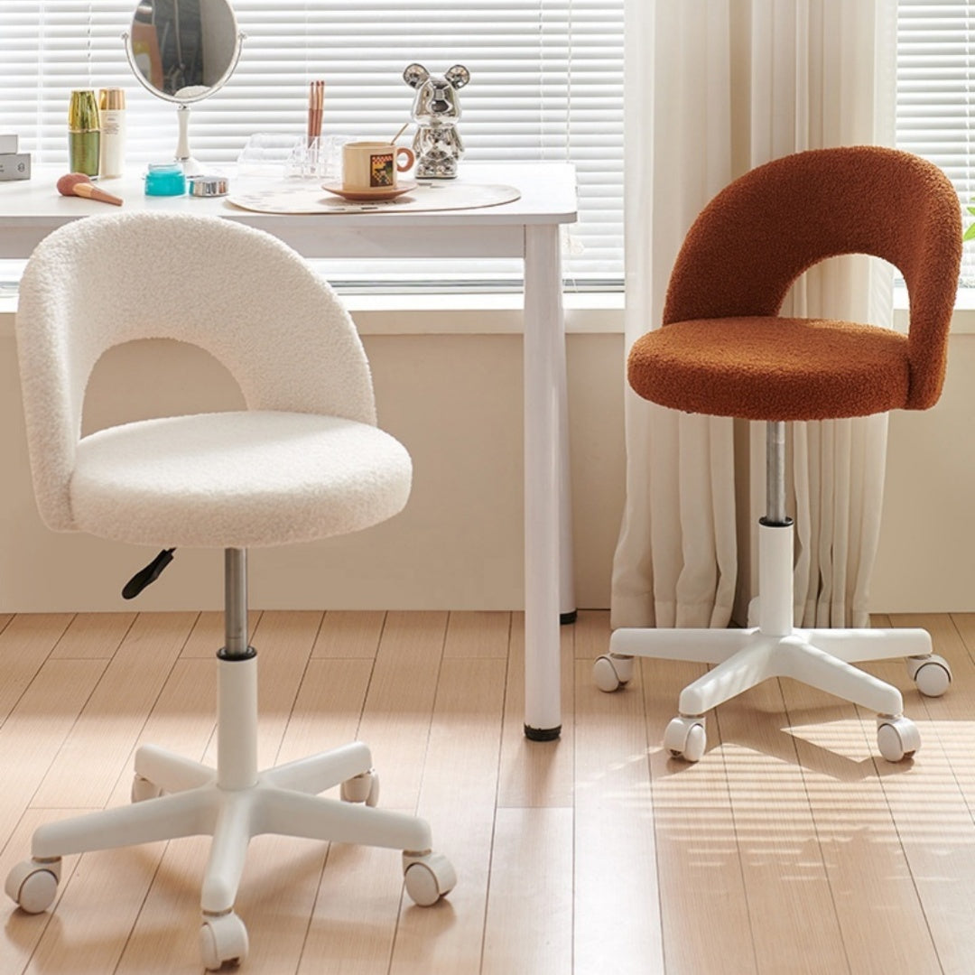 Fleece-Lined Computer Chair for Girls' Bedrooms - Multiple Colors