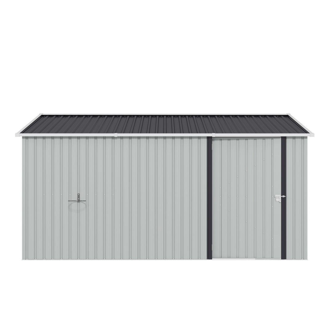 10x12 FT Outdoor Metal Storage Shed with Lockable Door - White
