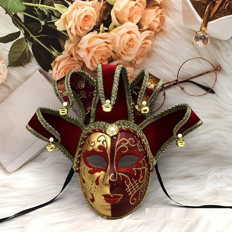 Halloween Painted Yin and Yang Mask - Venetian Party Mask for Festive Events