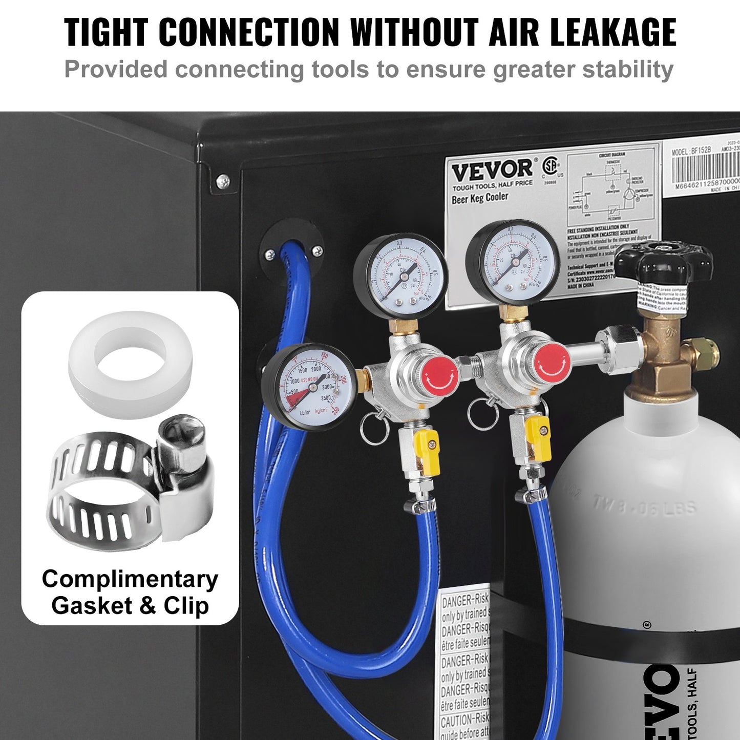 CO2 Regulator Gauge with 0-60 PSI Adjustable Pressure Control