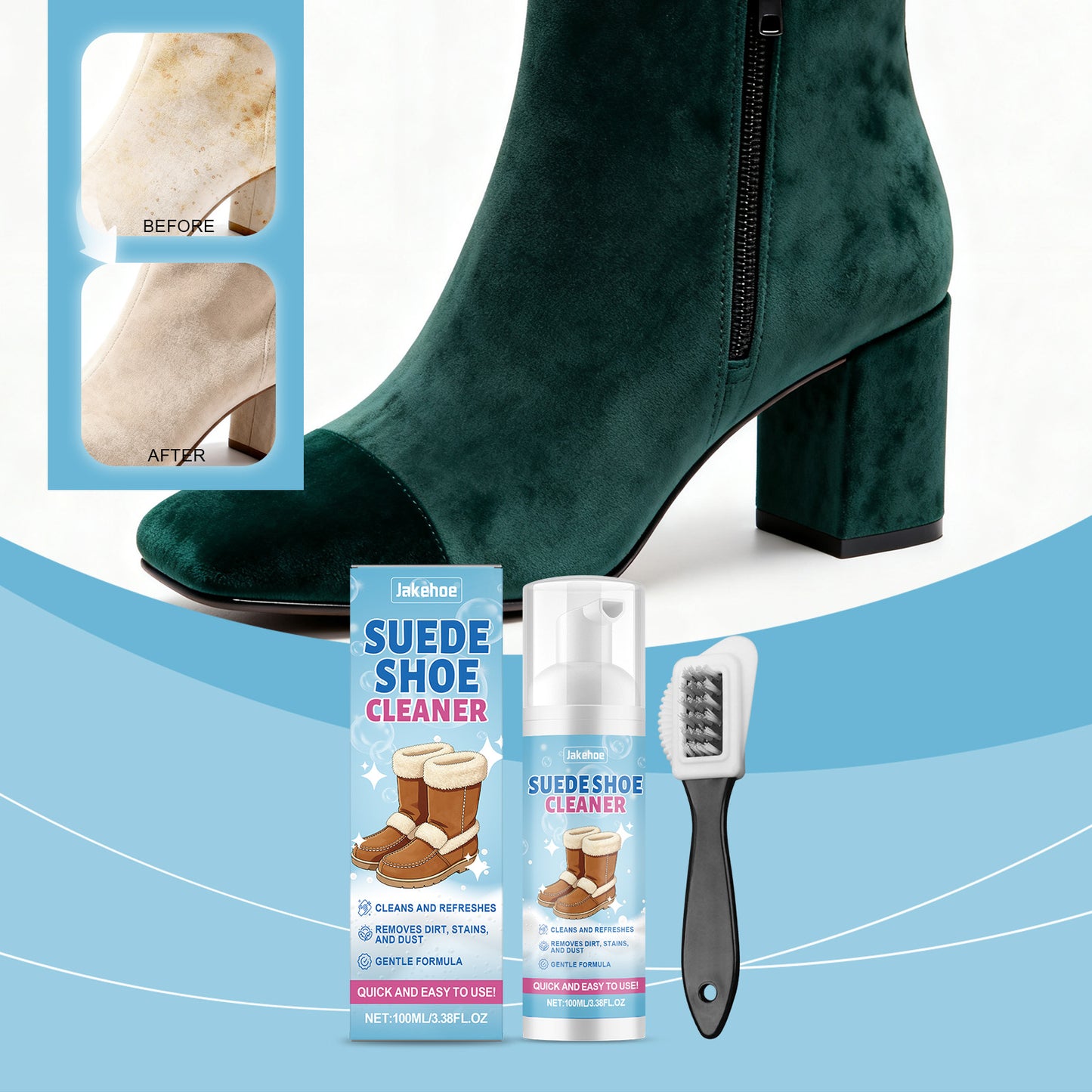 Suede Shoe Cleaning Set with 100ml Bottle & Brush - Shoe Care Kit
