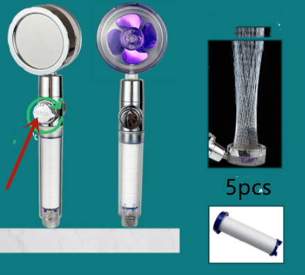 High Pressure Turbo Shower Head with Water Saving Feature & 360° Fan Extension