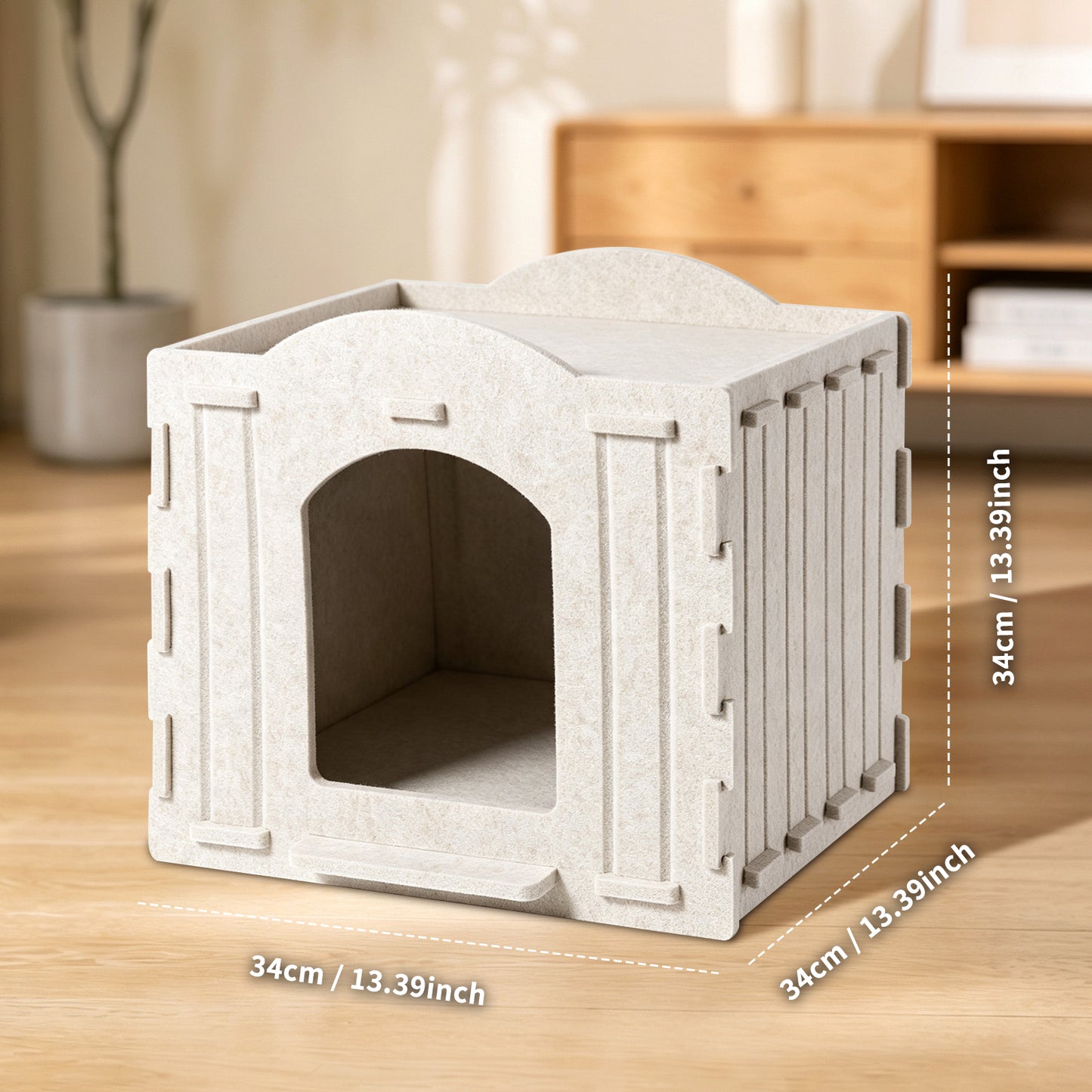 Square Cat Bed for Pets - White Soft Pet House & Cozy Resting Spot