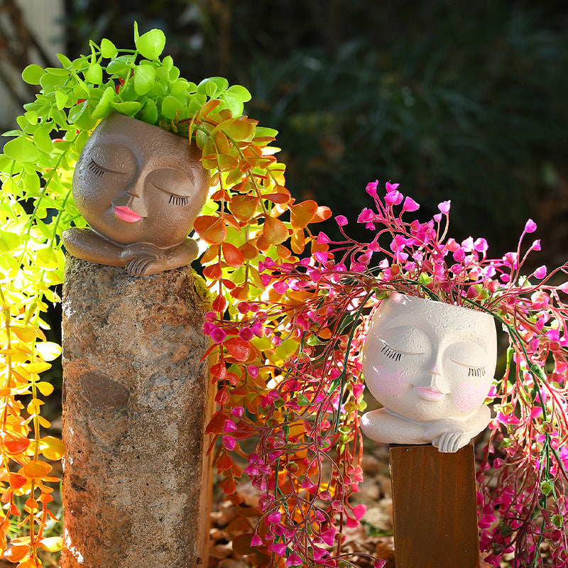 Resin Pastoral Style Flowerpot Decor Ornaments for Home & Garden