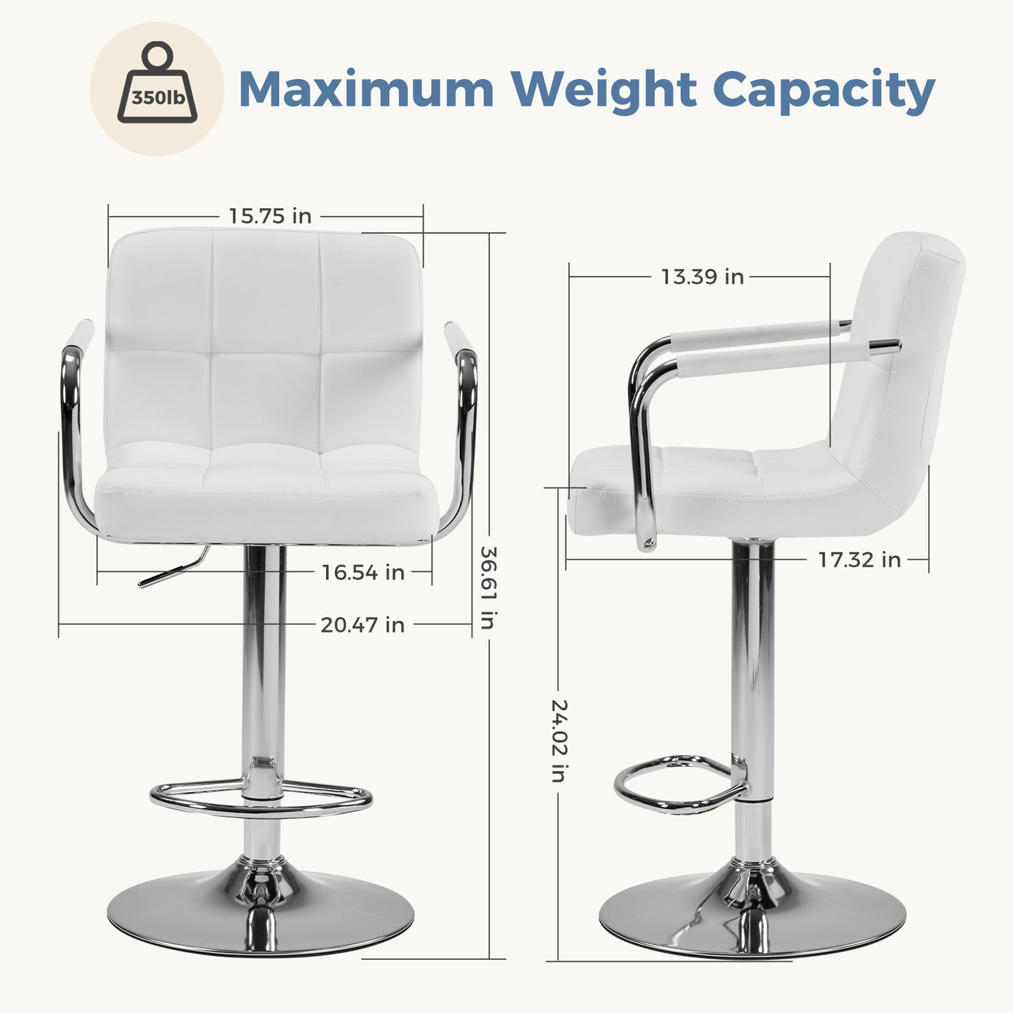 Adjustable Bar Chairs - Ergonomic, Rotating with Padded Armrests